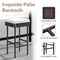 Patio Rattan Barstools Set of 4 with Footrest and Soft Cushions for Backyard Balcony